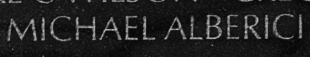 Engraving on The Wall of the name of Lance Corporal Michael R. Alberici, U.S. Marine Corps